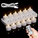 GenSwin 12 Rechargeable Tea Lights Candles with Charging Base and Remote Timer, Flameless LED Tealight Candles Battery Operated Halloween Fall Wedding Table Centerpieces (1.57 x 1.85)