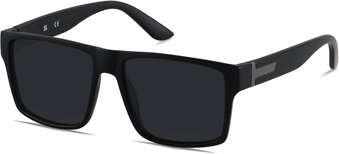 LYZOIT Square Sunglasses for Men Women Polarized Oversized Big UV Protection Rectangle Shades (Matte Black | Polarized Lens)
