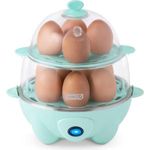 Dash Deluxe Egg Cooker - Boiler, Poacher & Steamer - Includes Measuring & Recipe Guide - Dishwasher Safe - BPA Free - Holds 12 Eggs, Aqua