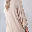 Astylish Women's Casual Blouses Button Down Business Batwing Tops Long Sleeve V Neck Ribbed Shirts 2025 Fall Outfit (Beige, M)