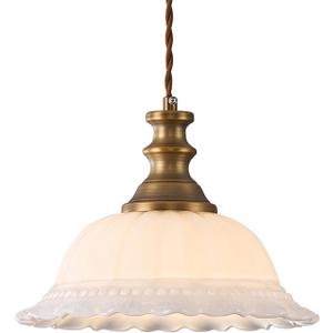 HDDFL White Glass Pendant Lights Modern Pendant Lighting Fixtures 11.8 in Hanging Lamp for Kitchen Island Bedroom Dining Room Coffee Shop Hallway Hotel Living Room, White and Brass