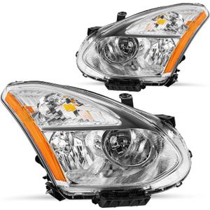Headlights Headlamp Compatible With Nissan 2008-2013 Rogue, 2014-2015 Rogue Select (NOT FIT HID Headlights) OE Style Head lights Assembly Halogen Chrome L+R for 2008 2009 2010 2011 2012 2013