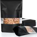100 Pack Smell Proof Bags, Resealable Bags with Matte Window, Foil Pouch Stand Up Sealable Bags for Packaging Black 4" x 6"