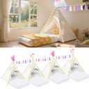 PLULON 4 Pack Teepee Tent for Kids Girls Slumber Party Tents Bulk Kids Sleepover with Inflatable Airbed and Decorations Play White Teepee Indoor Christmas Birthday Gift