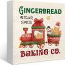 3 x Gingerbread Christmas Decor Wooden Box Sign,Gingerbread Decorations for Kitchen, Christmas Decorations for Home Shelf Office Desk Decor,Holiday Gifts for Women 5x5
