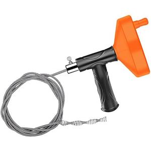 Drain Snake Auger 33 Feet, Plumbing Snake Drain Hair Clog Removal Tool, Heavy Duty Toilet Snake Auger, Sink Unclogger Drain Cleaner Tool for Bathroom Kitchen Tub Shower Drain Clog Remover with Gloves