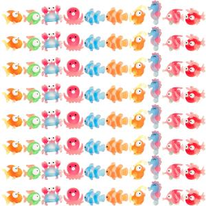 100 Pcs Mini Resin Sea Animals Variety Tiny Ocean Animals Figures Miniature Little Small Animal Figurines Bulk for Micro Fairy Garden Landscape Dollhouse Accessories Hide Crafts Decor Aquarium