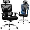 Ergonomic Office Desk Chair, High Back Mesh Office Chair with Adjustable Lumbar Support, 3D Headrest, Big and Tall Home Computer Desk Chairs Comfy for Work, Gaming, 300lbs, Black (1 Pack)