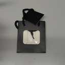 Fuutreo 50 Pcs Black Kraft Paper Gift Bags with Window 4 x 2.75 x 4.5 In, Handles & Tags for Wedding, Valentine's, Mother's Day Gift Wrap
