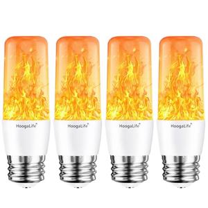 HoogaLife Flame Light Bulbs, E26 Led Light Bulb with Effect of Real Candle Fire Light, 3w Flame Bulb with Upside Down Effect, for Christmas Halloween Home Party Holiday House Room Porch, Set of 4