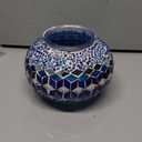 Turkish Moroccan Table Lamp Lantern with Handmade Mosaic Glass Lampshade Tiffany Style Bohemian Stained Glass Decorative Desk Lamps Bedside Night Lights for Bedroom (Multiple Blues)