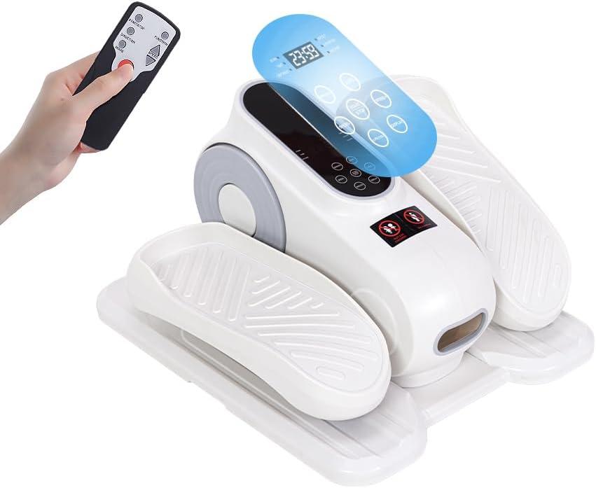 Under Desk Elliptic Elliptical Exercise Machine12 Speed Adjustment, Forward and Backward Movement, Suitable for Elderly Leg Exercise Oval Machine Seniors Oval Foot Pedal Machine (White)