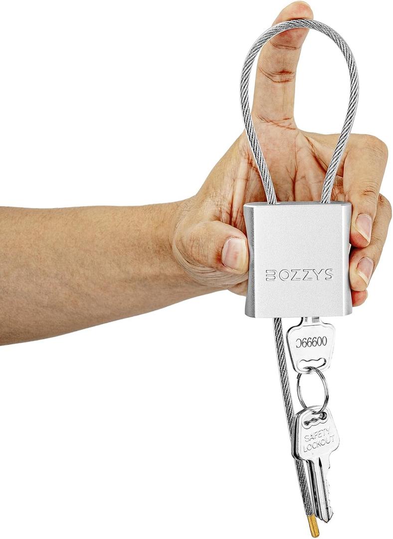 Cable Padlock with 3 Keys | L 1.15ft(0.35m),D 1/6in(4mm) Adjustable Steel Cable Lock | Aluminum Locks for Bikes, Gate, Lockers & Outdoor Gear | Weatherproof & Silver