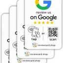 Google Review Tap Cards (4-Pack) - Tap for Instant Reviews - NFC & QR - All Phones Compatible - Reusable Smart - Google Review Cards (4-Pack Google Review Card)