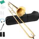 YAYUZEST Bb Tenor Slide Brass Trombone for Students Beginners Gold