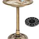 VIVOHOME Bird Bath with Solar Fountain for Outside, Polyresin Pedestal Bird Baths with Solar Powered Pump for Outdoor, Garden, Weather-Resistant Birdbaths with 20" Bowl, Golden