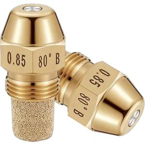 2 Pcs Solid Oil Burner Nozzle 0.85-80 B Replacement Spray Brass Oil Fuel Burner Nozzle 80 Degree