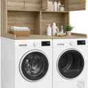 Washer Dryer Countertop with Cabinets, 2-Tier Laundry Countertop with Shelf, Dual