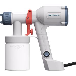 Tilswall HVLP Paint Sprayer, Upgraded Ultra-Light Electric Spray Gun with 20 fl oz Detachable Cup, 2 Nozzles & 3 Patterns, Perfect for Furniture, Cabinets, Fence, Walls, Doors, Garden & DIY, White