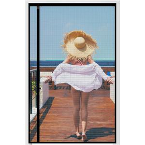 WochiTV Reversible Screen Door Mesh Fits Door Size 50 x 82, Left Right Side Opening Magntic Screen Door Screen Size 54" x 84", Top Anti-Tearing Mesh Net Curtain with Magnet