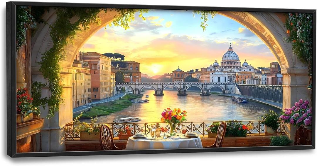 Tiber River in Rome Italy Large Wall Art Framed Wall Decor for Living Room, Cityscape Pictures Oversized Canvas Print Painting Modern Extra Large Framed Artwork for Bedroom Office Home Decor 60"x30" Tiber River in Rome Italy Large Wall Art Framed Wall Decor for Living Room, Cityscape Pictures Oversized Canvas Print Painting Modern Extra Large Framed Artwork for Bedroom Office Home Decor 60"x30"