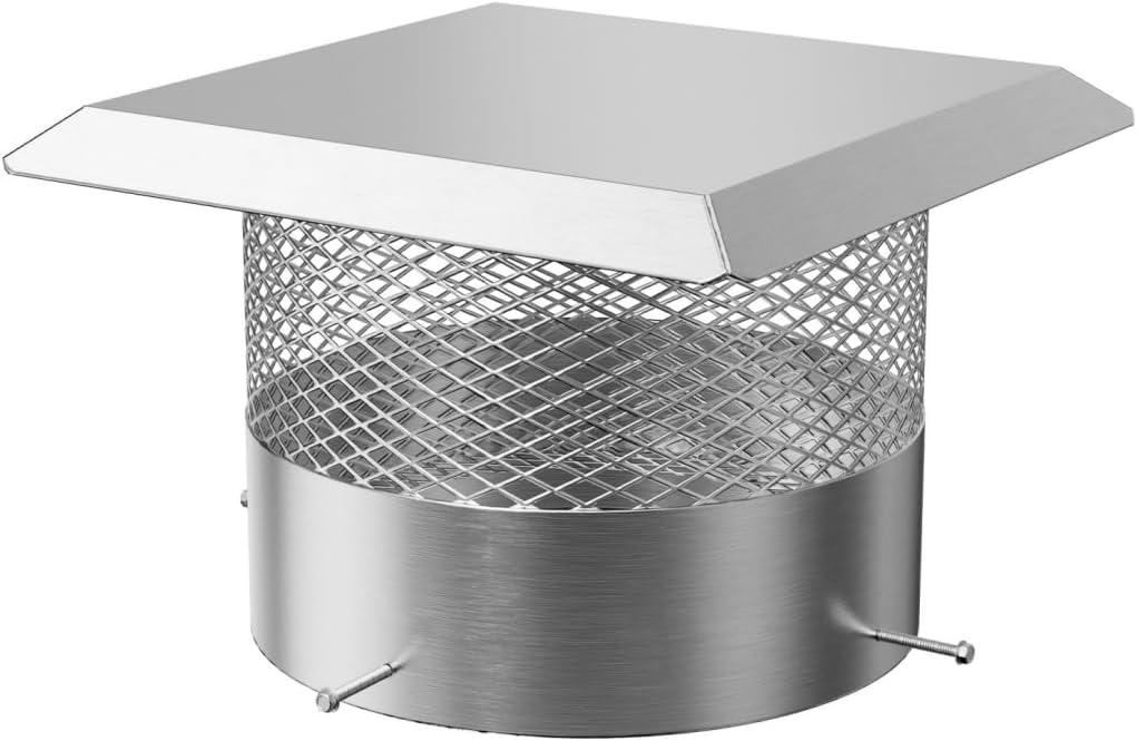 PrecisionAuto 10 Inch Chimney Cap, Stainless Steel Chimney Cover with Screen, Heavy-Duty Rust Proof Adjustable Flue Cover for Fireplace/Vent Pipes, Weatherproof Rain & Animal Guard (10" Round)