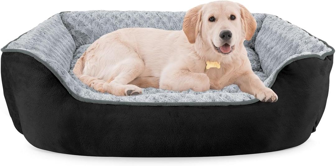 JOEJOY Rectangle Dog Bed for Large Medium Small Dogs - Washable Orthopedic Sofa Bed, Soft Breathable Puppy & Pet Cuddler, Durable Calming Dog Bed with Anti-Slip Bottom, Multiple Sizes, Black (L(30"x 24"x 9")