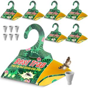 6 Pack Codling Moth Traps for Apple Trees with Pheromone Lures Triangular Hanging Sticky for Apple Trees, Includes 6Traps & 6 Lures, for Orchard & Garden Use