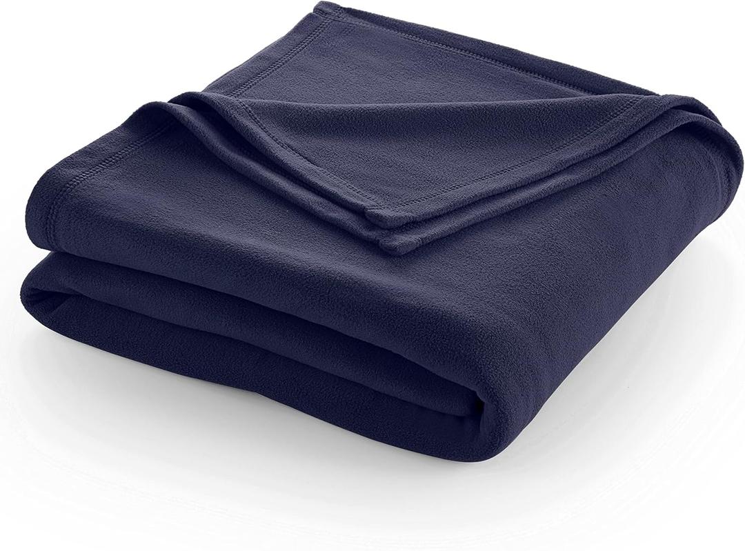 Full/Queen Size Fleece Blanket | Comfy Supersoft Fleece Blanket Full Size  All-Season Light Weight Throw Blanket | Luxuriously Soft | Throw Blanket for Couch and Sofa | Machine Wash | Navy