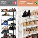 LANTEFUL 3 Tier Shoe Rack for Closet, Shoe Organizer with 5 Hooks, Long Shoe Shelf Storage for Shoe and Boot Stackable Free Standing Shoe Rack for Entryway, Garage, Small Spaces, Dorm, White