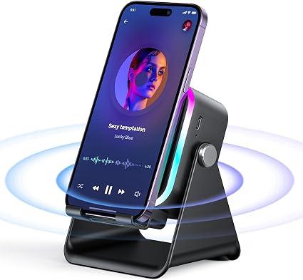 Induction Speaker with Phone Stand 5 in 1 Wireless Bluetooth Audio Black
Phone Speaker Amplifier for iPhone & Android with RGB Light and USB Wired Charging, Birthday Gift for Men Women Teens