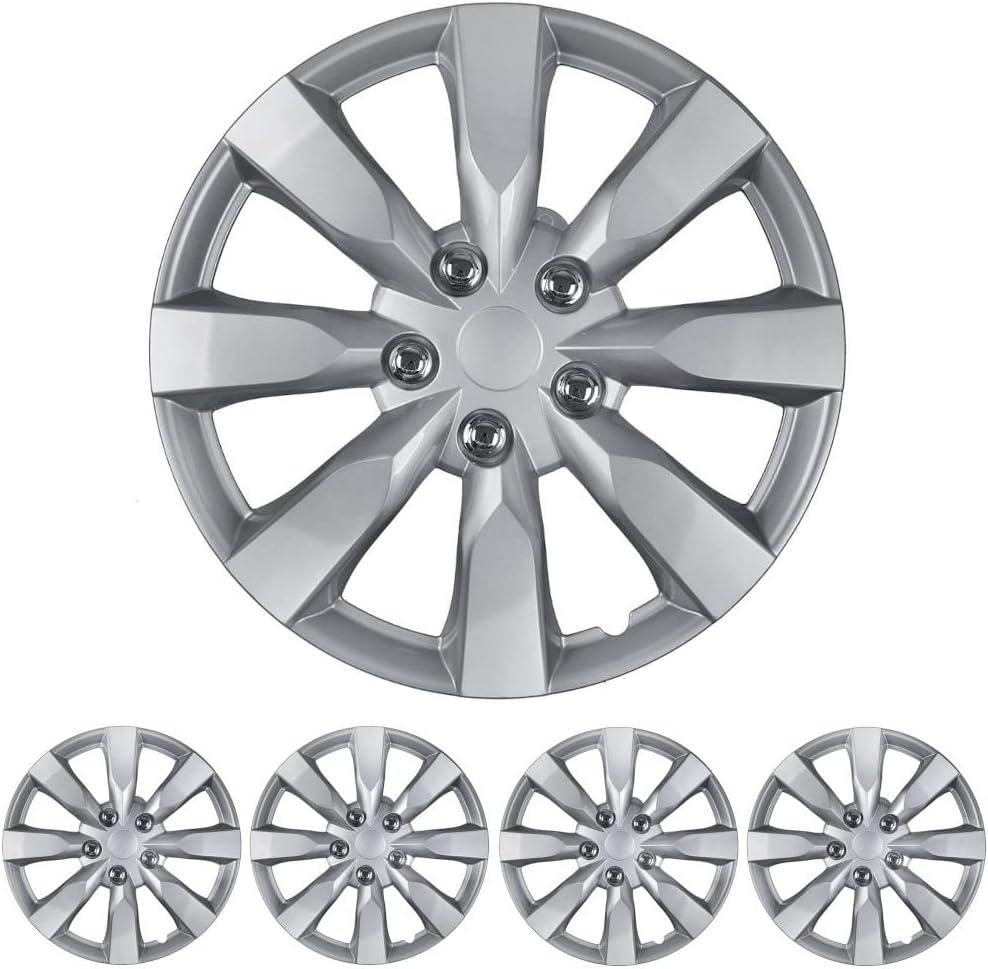 BDK (4-Pack) Premium 16" Wheel Rim Cover Hubcaps OEM Style Replacement Snap On Car Truck SUV Hub Cap - 16 Inch Set, Abs,Steel, Acrylonitrile Butadiene Styrene (16 Inches)