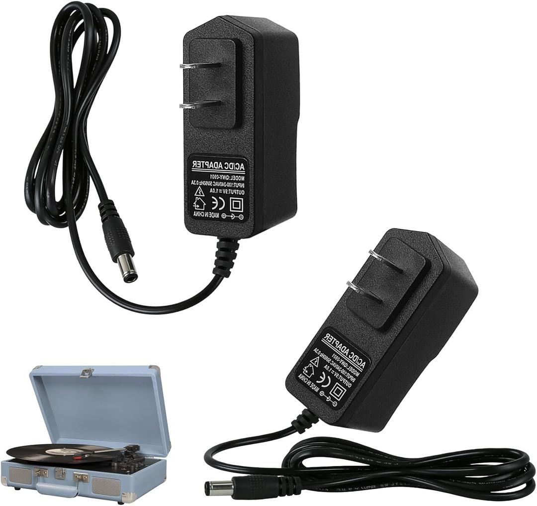 5V 1A Power Adapter for Crosley/Victrola/Wockoder Record Players, AC to DC 5V Charger Fits Cruiser Plus CR8005F CR8005D CR8005F-GA CR8005F-WO CR8005D-TU CR8005D-BL and Other 5V Devices