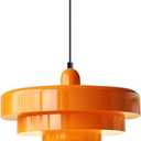 Orange Danish Modern Pendant Lamp, 3-Layer Shade Scandinavian Ceiling Light, Metal Flush Mount Fixture for Dining Table, Kitchen Island, Hallway, D13.8" * H8.2"/ 35* 21cm
