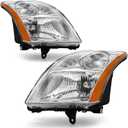 Headlight Compatible with Nissan Sentra 2007 2008 2009 Headlight 2007-2009 Headlamp Chrome Housing Amber Reflector Replacement Pair Left and Right