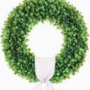 20 inch Artificial Boxwood Wreath for Front Door, Greenery Spring Summer Wreath for All Seasons with SashSt Patrick's Day Decoration, Farmhouse, Garden, Wedding, Indoor & Outdoor