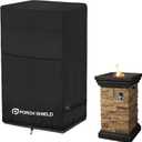 Porch Shield Fade Resistant Square Patio Fire Column Cover 21 inch Waterproof Outdoor Tall Fire Pit Cover