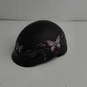 VCAN Cruiser Intricate Butterfly Motorcycle Half Helmet (X-Small, Flat Black Butterfly)