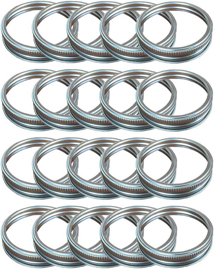 24 Rust Resistant Silver Mason Jar Replacement Rings, 70mm Regular Mouth Mason Jar Lids Silver Canning Jar Lid, Prevent leakage for Mason Jars