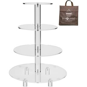 Jusalpha 4 Tier Round Wedding Acrylic Cupcake Stand Tree Tower Cup Cake Display (4 Tier (Tall version))