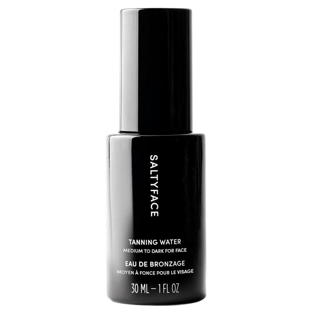 SALTYFACE - Tanning Water (Medium to Dark) - Self Tanner for Face, Neck, Ears, Chest - No Color Transfer - Oil Free, Fragrance Free - Streak-Free, Non-Clogging - Vegan Skin Care - 1 FL OZ (30 ML)