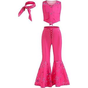 iTVTi Cowgirl Costume Girls Hot Pink Kids Disco Outfits Movie Dress up for Halloween Birthday Party Cosplay, 3-4 Years (Tag 100)