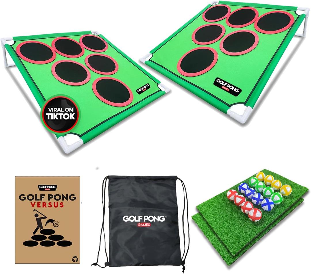 Backyard Golf Game with 16 Chipping Velcro Balls & Mat, Yard and Outdoor Games for Adults & Family, Indoor Golf Set for Home, Beach or Party, Lawn Games for Adults & Family Outdoor