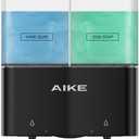 AIKE Double Automatic Soap and Shower Dispenser Wall Mount 2 Chambers Dispenser IPX7 Waterproof 2 x 17 fl oz. Black