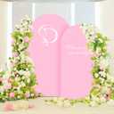 LEBENGURU Upgraded 8FT Wedding Arch Cover, 6.6FT Light Pink Spandex Fitted Arch Backdrop Cover, Set of 2 for Round Top Chiara Stand Covers for Birthday Party Baby Shower Banquet Balloon Dcor