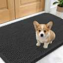 OLANLY Dog Door Mat for Muddy Paws 30x17, Absorbs Moisture and Dirt, Absorbent Non-Slip Washable Doormat, Quick Dry Chenille Mud Mat for Dogs, Entry Indoor Entryway Carpet for Inside Floor, Dark Grey