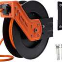 Giraffe Tools TA10 Retractable Air Hose Reel Swivel with 3/8 in. x 25 ft Hybrid Hose Max 300 PSI, Industrial Wall Mounted Compressor Hose Reel Heavy Duty, Air Compressor Heavy Duty Steel Reel