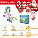 Dogs Climbing Toy Set Electric Light Slide Climbing Toys for Automatic Stairs,Playful Santa Race Game Christmas Roller Climbing Toys with LED Light and Music for Toddlers Boys Girls