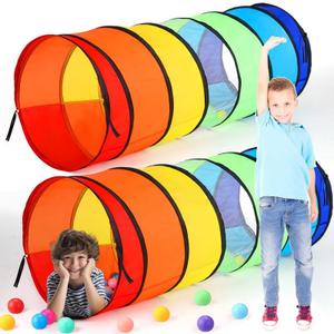 2 Pcs Giant 27.6 Inch Play Tunnel for Kids and Large Dogs Colorful Pop Up Crawl Tunnel Toy for Toddlers with Mesh Collapsible Game Tent Toy for Boy Girl Gift Summer Indoor Outdoor