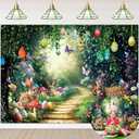 Easter Enchanted Forest Backdrop 7x5FT Wonderland Fairy Tale Butterfly Photography Background Easter Party Decorations Supplies Photo Props